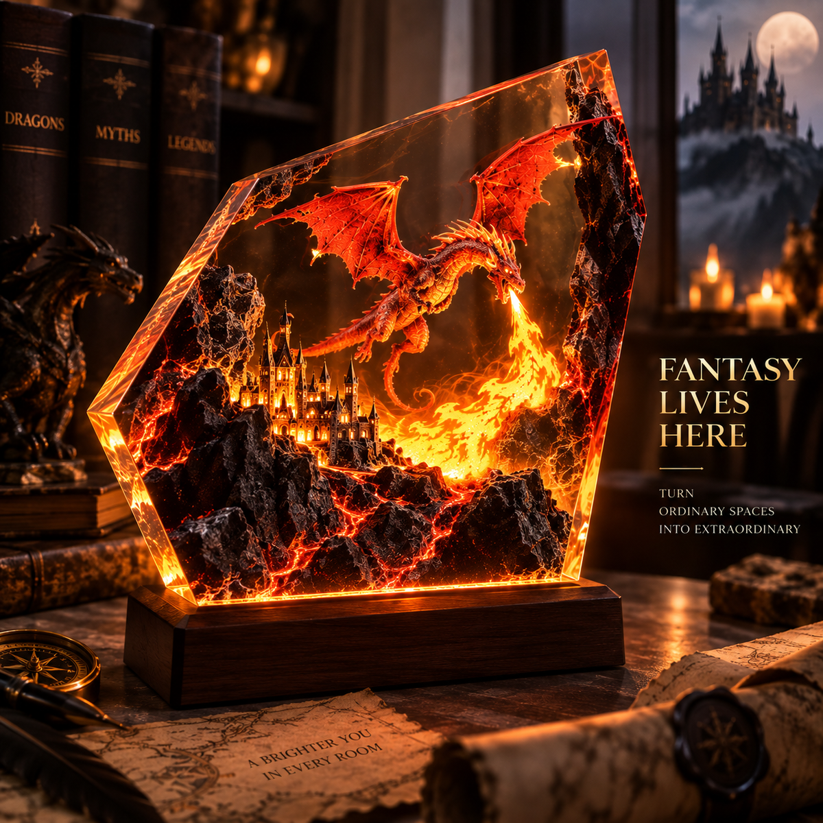 Fire Dragon Halloween Lamp By Emiry