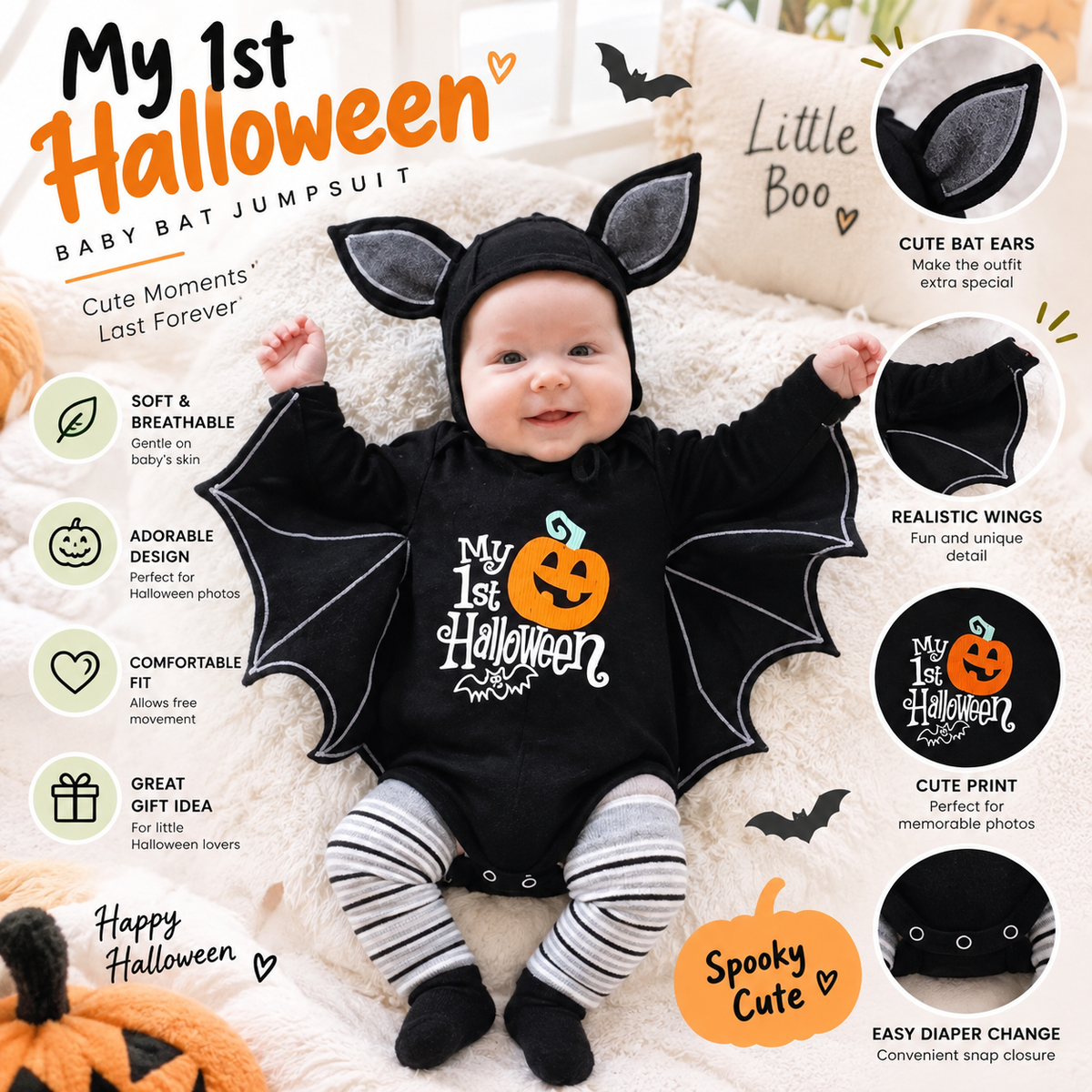 Baby Halloween Bat Costume By Emiry